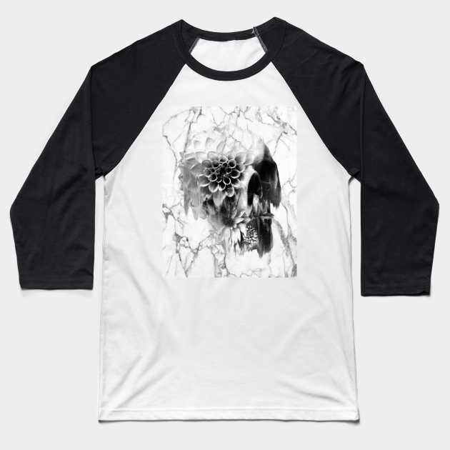 Marble Decay Skull Baseball T-Shirt by aligulec